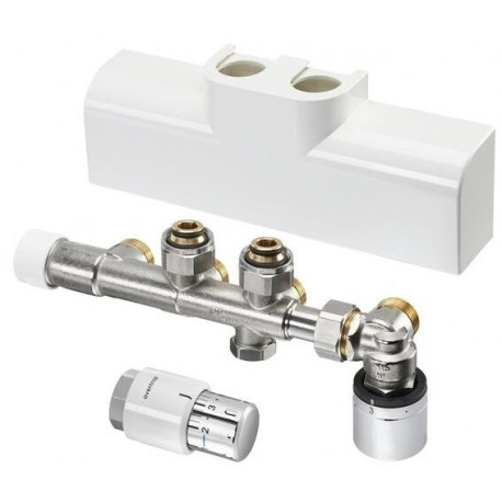 Kit de raccordement pour radiateur de salle de bain d'angle chromé Coudé - avec chauffage de surface we
