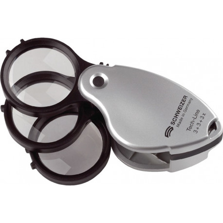 Loupe pliante Tech-Line mExtn. Objectif 3x + 3x + 3x-9x D.38mm Suisse