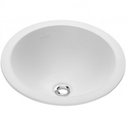 Vasques à encastrer par le dessus, Diamètre: 535 mm, rond, paroi extérieure émaillée, sans plage de robinetterie,avec trop-plein, En porcelaine sanitaire Pergamon CeramicPlus