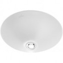 Vasques à encastrer par le dessous, Diamètre: 440 mm, rond, paroi extérieure émaillée, sans plage de robinetterie,avec trop-plein, En porcelaine sanitaire Pergamon CeramicPlus
