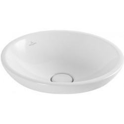 Vasques à poser, Diamètre: 430 mm, rond, pour robinetterie murale ou robinetterie surélevée, sans plage de robinetterie,avec trop-plein, En porcelaine sanitaire