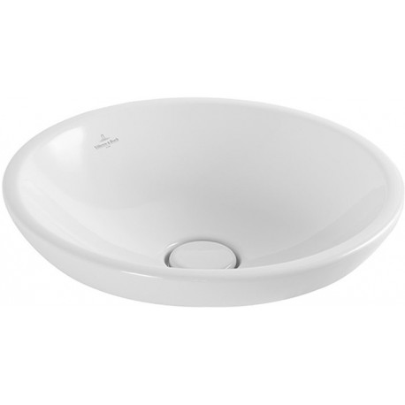 Vasques à poser, Diamètre: 430 mm, rond, pour robinetterie murale ou robinetterie surélevée, sans plage de robinetterie,avec trop-plein, En porcelaine sanitaire