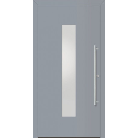 Porte d'entrée en métal Home RAL7001 Satinato blanc B1100mm H2100mm DIN droite RC 2 n.DIN EN1627