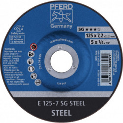 Meule à ébarber SG STEEL D125xép.4.1 mm contre-coudé acier perçage 22.23 mm PFER (Par 10)