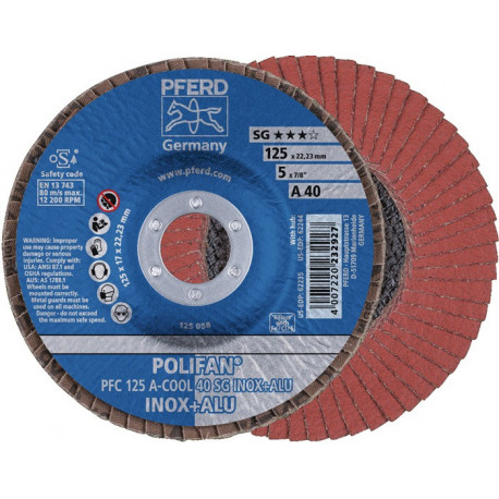 Disque à lamelles POLIFAN A-COOL SG INOX+ALU D. 125 mm granulation A-80 conique (Par 10)