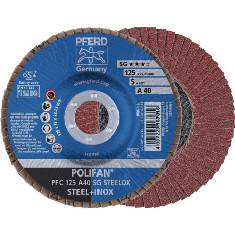 Disque à lamelles POLIFAN A SG STEELOX D. 125 mm granulation A-80 plat INOX cori (Par 10)