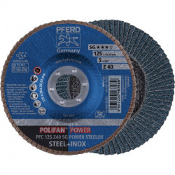 Disque à lamelles POLIFAN Z SG POWER STEELOX D. 125 mm granulation Z-40 plat INO (Par 10)