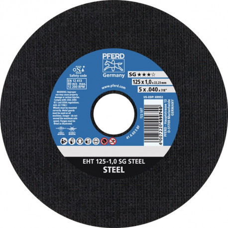 Disque à tronçonner SG STEEL D230x1.9 mm droit acier perçage 22.23 mm PFERD (Par 25)