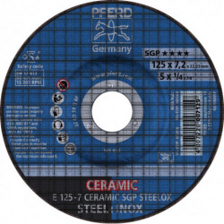 Meule à ébarber CERAMIC SGP STEELOX D125xép.7 mm contre-coudé acier perçage 22.2 (Par 10)