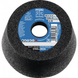 Meule boisseau ETT SG STEELOX 110/55 mm INOX et acier P24 perçage 22.23 mm PFERD