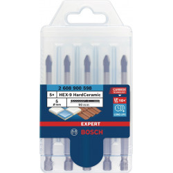 Jeu de forets en céramique Expert HardCeramic HEX-9 5 pièces tige 6mm hexagone BOSCH