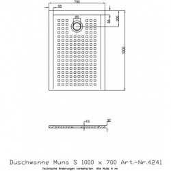 Receveur de douche Hoesch MUNA S avec antidérapant 1000x700x30mm blanc