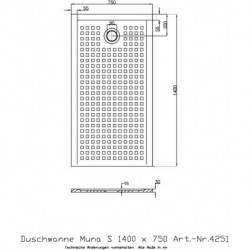 Receveur de douche Hoesch MUNA S avec antidérapant 1400x750x30mm blanc