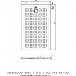 Receveur de douche Hoesch MUNA S avec antidérapant 1400x900x30mm blanc