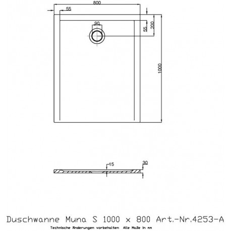 Receveur de douche Hoesch MUNA S 1000x800x30mm blanc