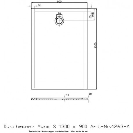 Receveur de douche Hoesch MUNA S 1300x900x30mm blanc