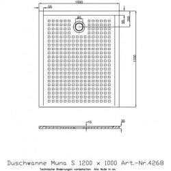 Receveur de douche Hoesch MUNA S avec antidérapant 1200x1000x30mm blanc