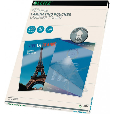 Feuille de plastification DIN A3 L426xl303 mm épaisseur de film 100 µm KT - 100 pièces