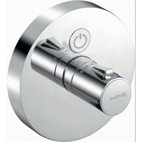 Mitigeur thermostatique encastré Kludi PUSH Feinbaus avec unité fonctionnelle rond chrome
