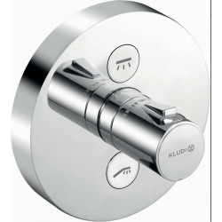 Mitigeur thermostatique encastré Kludi PUSH Feinbaus avec unité fonctionnelle rond chrome
