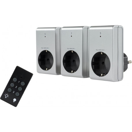 Kit interrupteur sans fil 1+3 argent (Par 6)