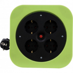 Enrouleur câbles S 10m quadruple H05VV-F3G vert plastique (Par 4)