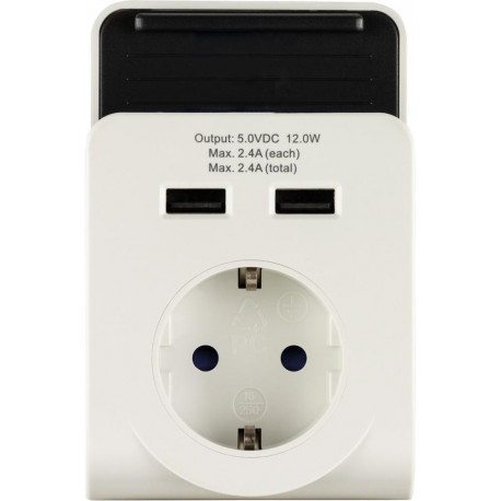 Chargeur USB DUO 2-fold avec socle de chargement blanc (Par 6)