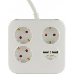 Multiprise 3 voies 2xUSB blanc-noirPowerquad (Par 6)