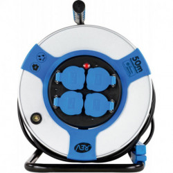 Enrouleur de câble 50m acier IP44 4-sorties st-rt H05VV-F 3G1,5 