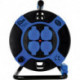 Enrouleur vide 4-sorties plastique IP44 noir/bleu