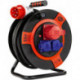 CEE Enrouleur de câble 25m 4-sorties IP 44 plastique H07RN-F noir rouge