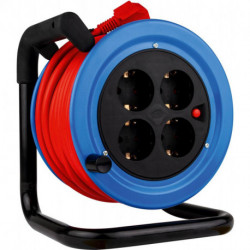 Enrouleur de câble 15m acier Mini noir/turquoise H05VV-F3G1,5 (Par 2)