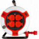 Enrouleur de câble 25m acier IP44 4-sorties acier rouge H07RN-F 3G1,5 