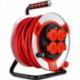 Enrouleur de câble 25m acier IP44 4-sorties acier rouge H07RN-F 3G1,5 