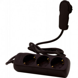 Multiprise 3 prises ou interrupteur 2m noir Smart (Par 8)