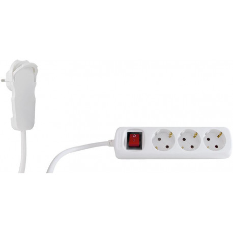 Multiprise 3 prises avec interrupteur 5m blanc Smart (Par 4)