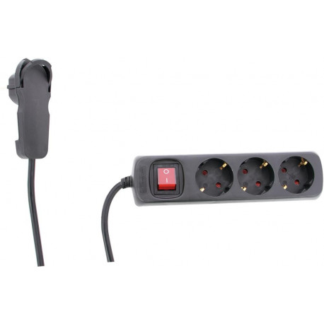 Multiprise 3 prises avec interrupteur 5m noir Smart (Par 4)
