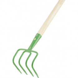 Binette pour champs et jardin 4 dents avec manche 