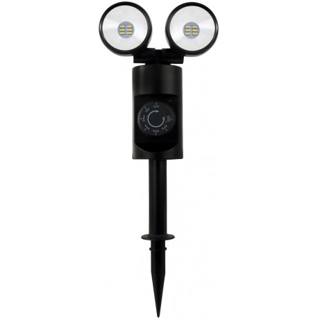 Spot de jardin LED Spike Countdown avec piquet de sol 2x 6x05W noir