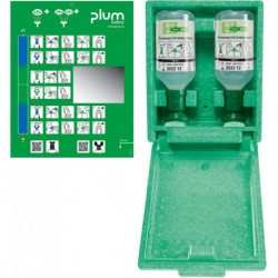 Station de lavage oculaire avec 2 flacons miroir mural de 500 ml
