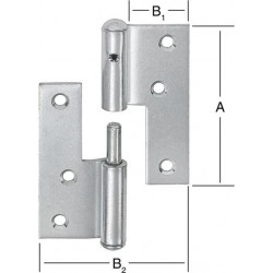 Charnière de porte à visser 80X28X71 gauche
