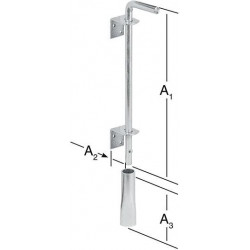 Verrou au sol 400X65X150 avec tube et 2 angles