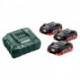Kit de démarrage batterie LiHD 18,0 V 3 x 4,0 Ah chargeur Metabo ASC 55 box