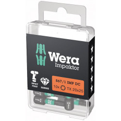 Embout Bit Impaktor 1/4 DIN 3126 C6.3 T20x25mm 10er Pack Wera