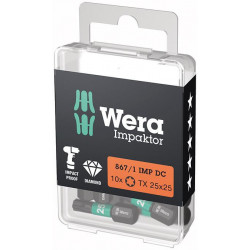 Embout Bit Impaktor 1/4 DIN 3126 C6.3 T25x25mm 10er Pack Wera