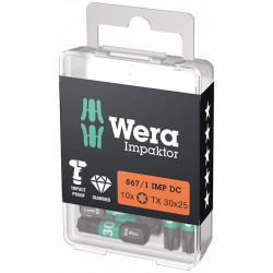 Embout Bit Impaktor 1/4 DIN 3126 C6.3 T30x25mm 10er Pack Wera