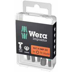 Embout Bit Impaktor 1/4 DIN 3126 E6.3 T25x50mm 5er Pack Wera