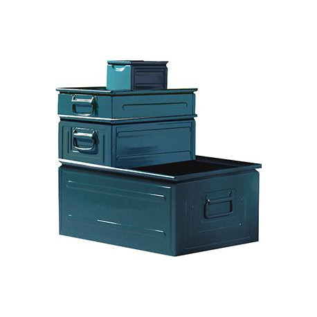 Boîte de transport empilable, acier, taille 4, gris-bleu, L140xP200x130 mm