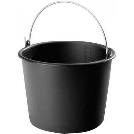 Seau de chantier 12L manche bouton noir. Échelle L