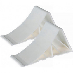 Jeu de cales de roue plastique dur L350xl140xH90mm poids 0.48 kg blanc 